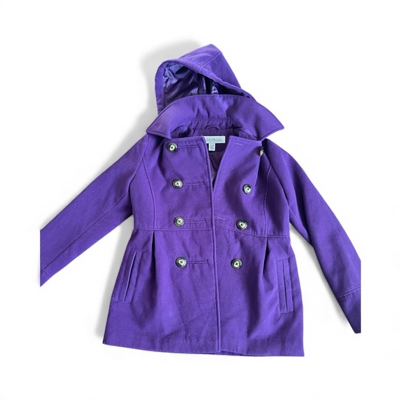 Girls London Fog Purple Peacoat Size 7/8 - Picture 1 of 6